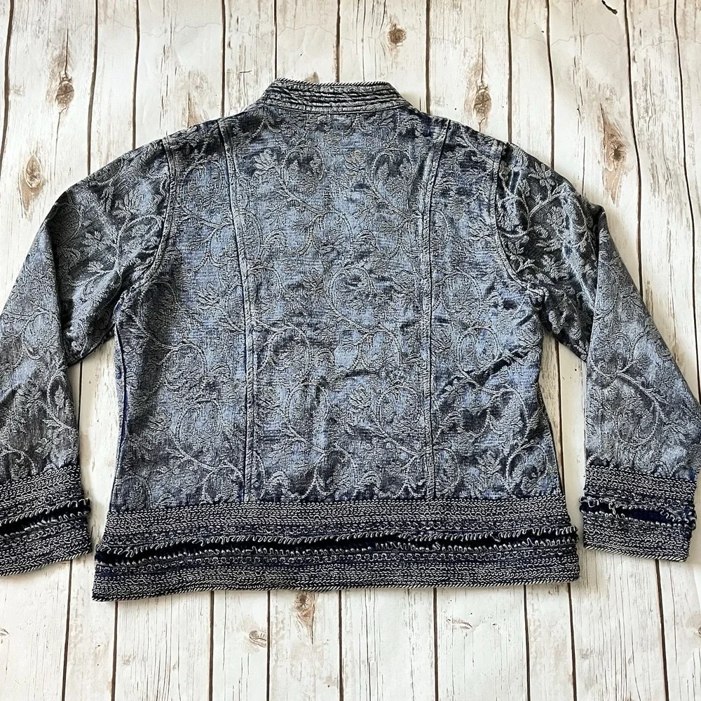Vtg Quilted Brocade Blazer Jacket L 12 14 Soutache Trim Velvet Braid Art to Wear - Picture 8 of 11